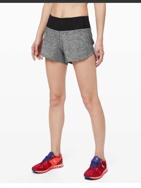 Lululemon Speed Up Short Long *4" Heather Lux Multi Black Size 4